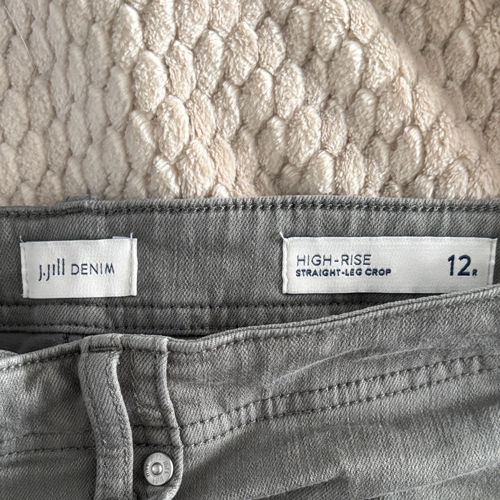 J. Jill Denim High-Rise Straight-Leg Crop Jeans in Green
